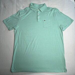 Vineyard Vines Mens Sz Large Green Polo Shirt Edgartown Golf Short Sleeve Cotton